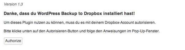WordPress Backup in Dropbox