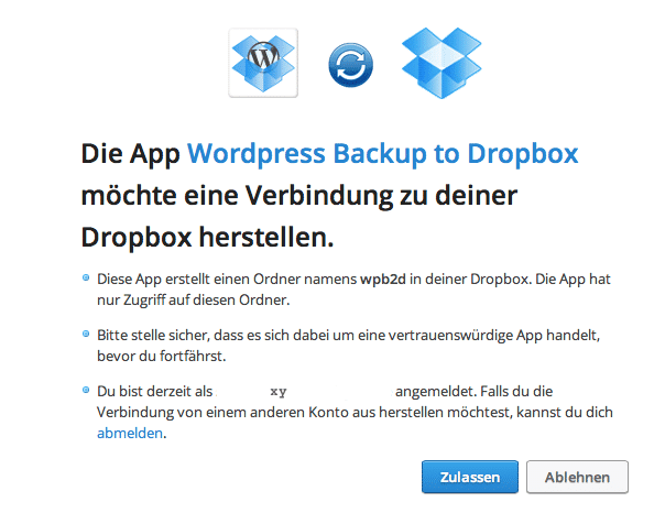 WordPress Backup in Dropbox