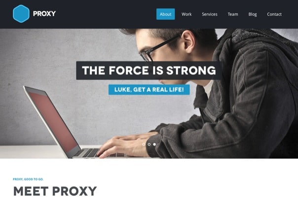 Proxy - One page Responsive WordPress Theme