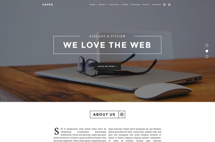 Haven - Elegant One Page WordPress Theme