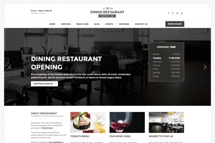 Dining Restaurant WordPress Theme For Chefs
