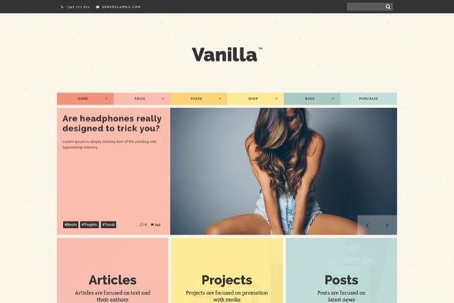 Vanilla - Boxed Colored WordPress Theme