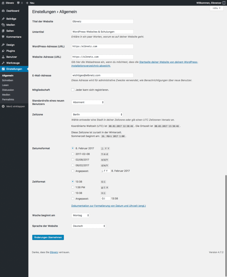 Die Wichtigsten Einstellungen In WordPress • Elbnetz