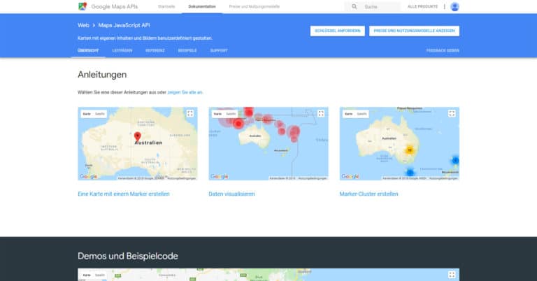 Google Maps API-Schlüssel anfordern