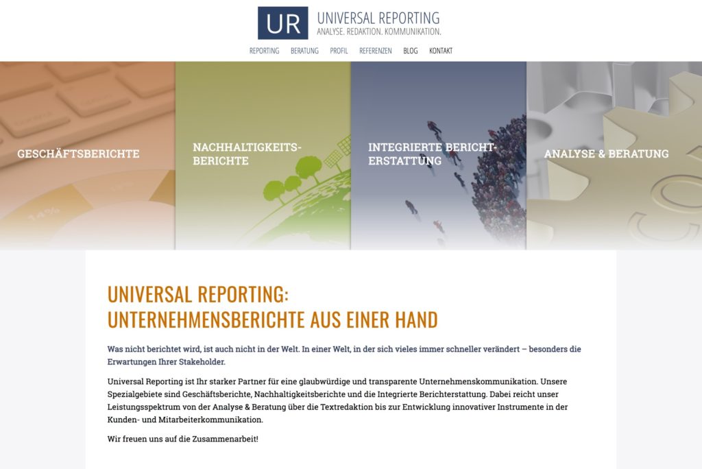 Universal Reporting Startseite