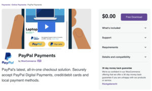 "PayPal Payments" Erweiterung über den den lila Button "Free Download" herunterladen