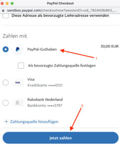 In WooCommerce mit dem PayPal Sandbox-Account den Testkauf abschließen
