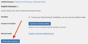 PayPal Sandbox-Verbindung mit WooCommerce speichern