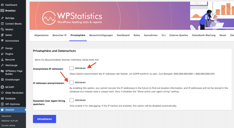 Anonymisierung der IP-Adressen in WP Statistics
