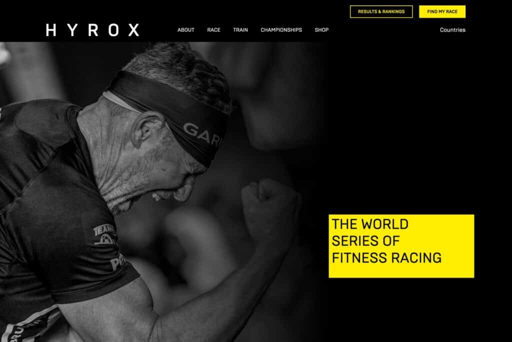 Ansicht der Startseite von Hyrox.com