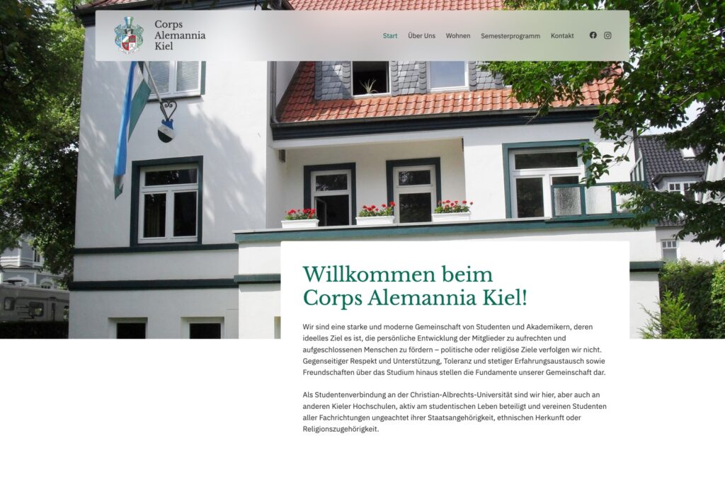 Ansicht Startseite Corps Alemania Kiel