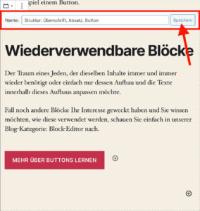 Namen vergeben für wiederverwendbare Blöcke im Block-Editor