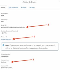 Passwort des PayPal Sandbox-Accounts ändern