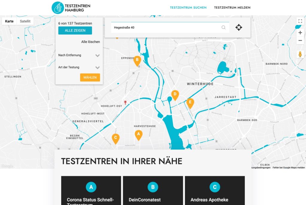 Testzentren Hamburg Startseite