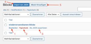 Verwaltung der mit dem Block-Editor erstellten wiederverwendbaren Blöcke