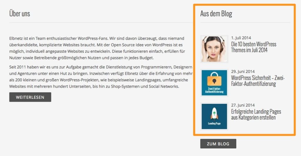 Verwendung von Beitragsbildern in WordPress