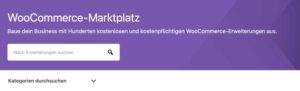 WooCommerce Marktplatz Erweiterungen über den Suchschlitz finden