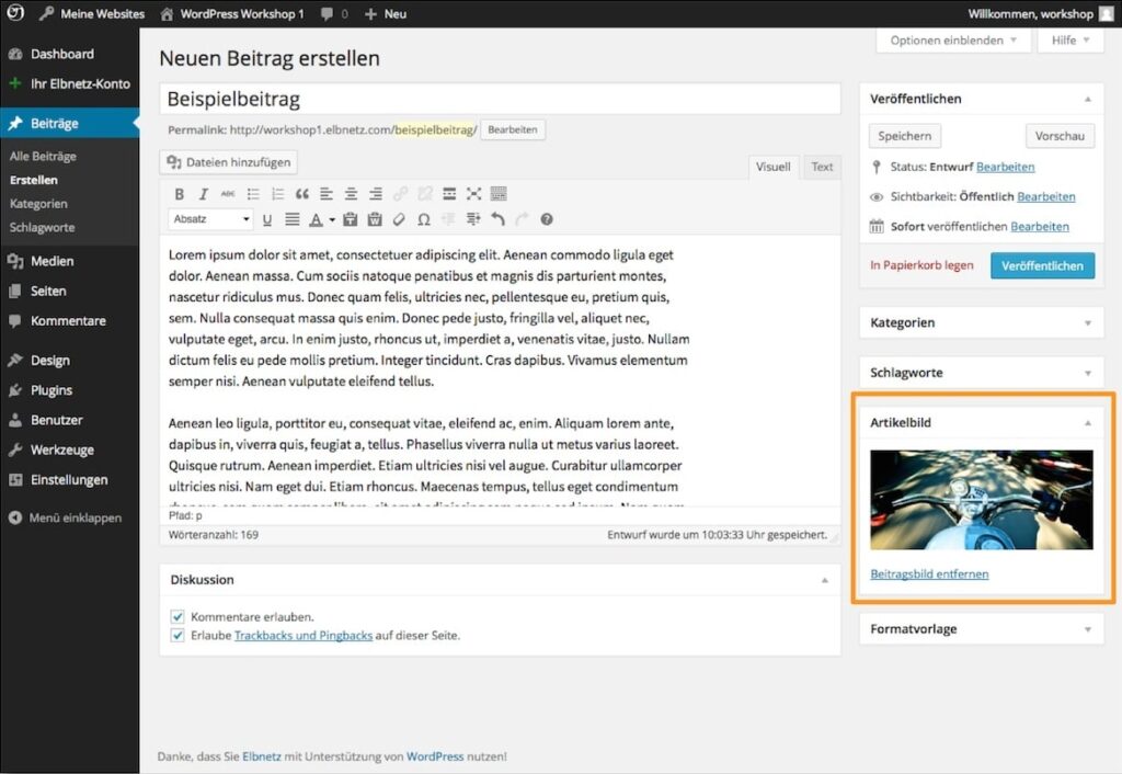 Beitragsbild in WordPress festlegen