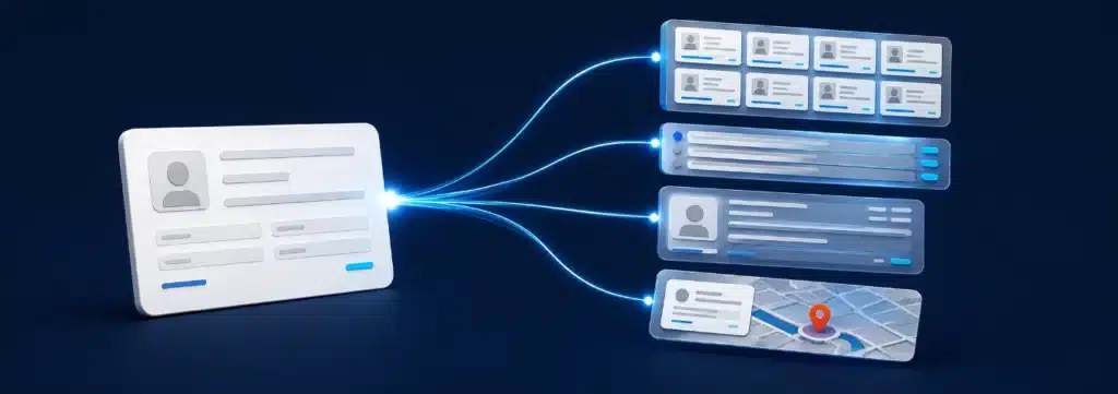 Ein Datensatz erscheint automatisch an mehreren Stellen einer Website